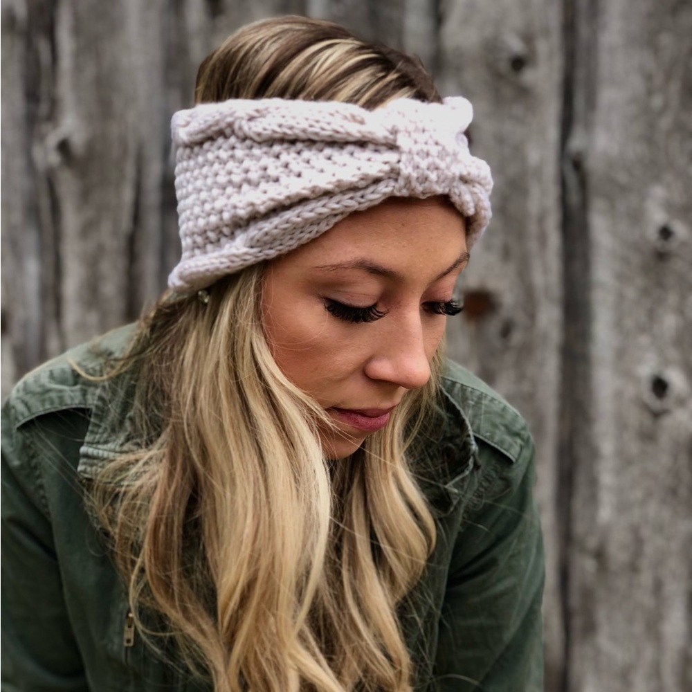 Knit Cream Winter Headband